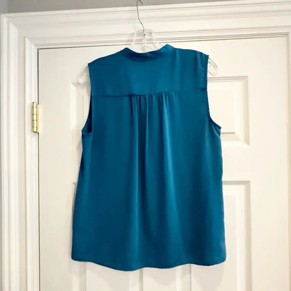 J. Crew Dark Teal Sleeveless Button Front Top Blouse Size 8 G2248 Summer 2017